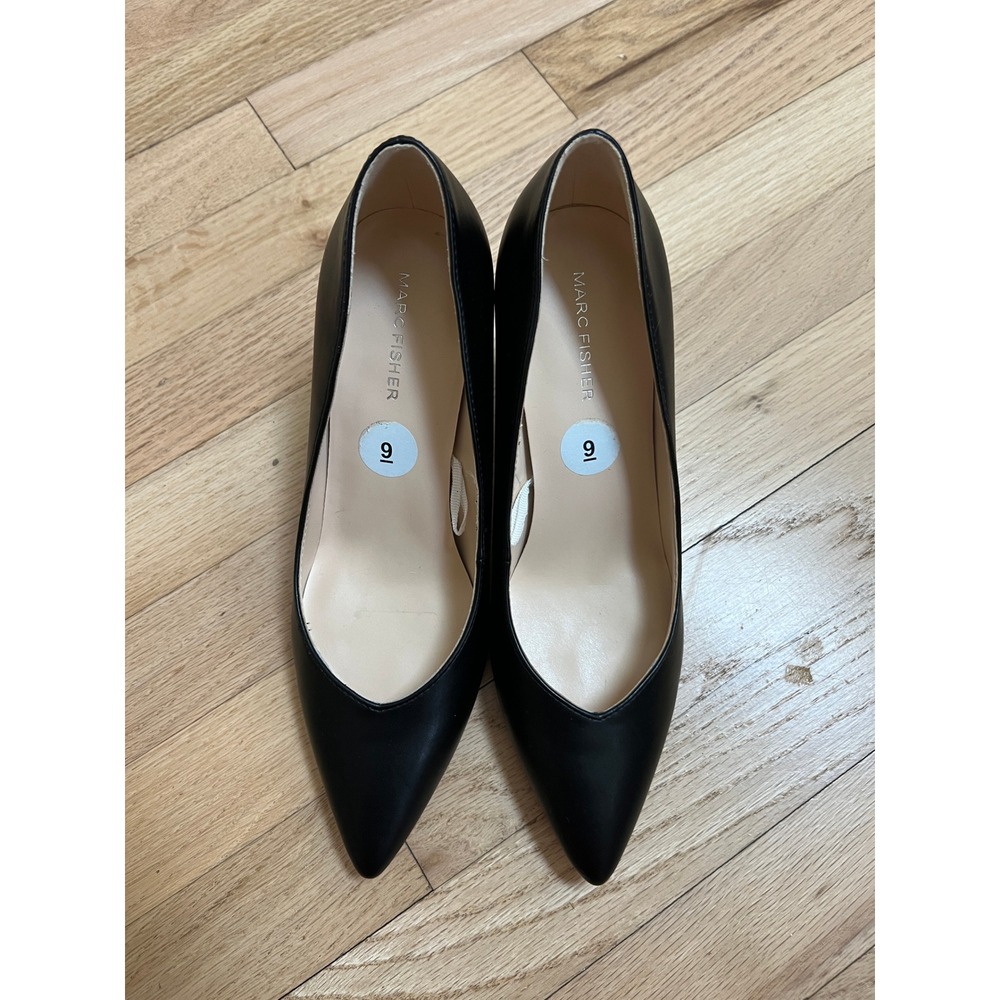 Marc Fisher Vividly Block Heel Pumps Pointy Toe Classic Women 9 Black - Picture 2 of 7